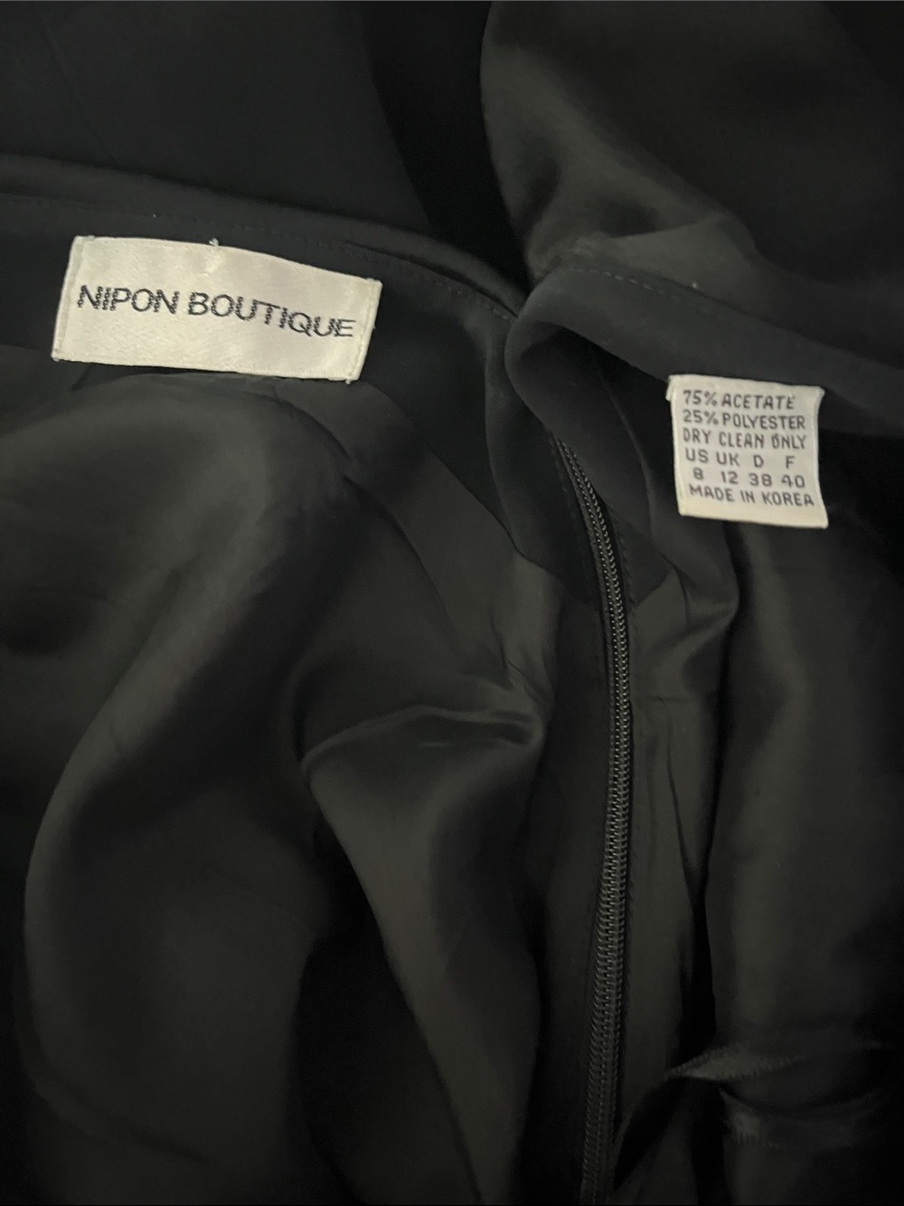 Nipon Boutique Black Satin Dress Shell